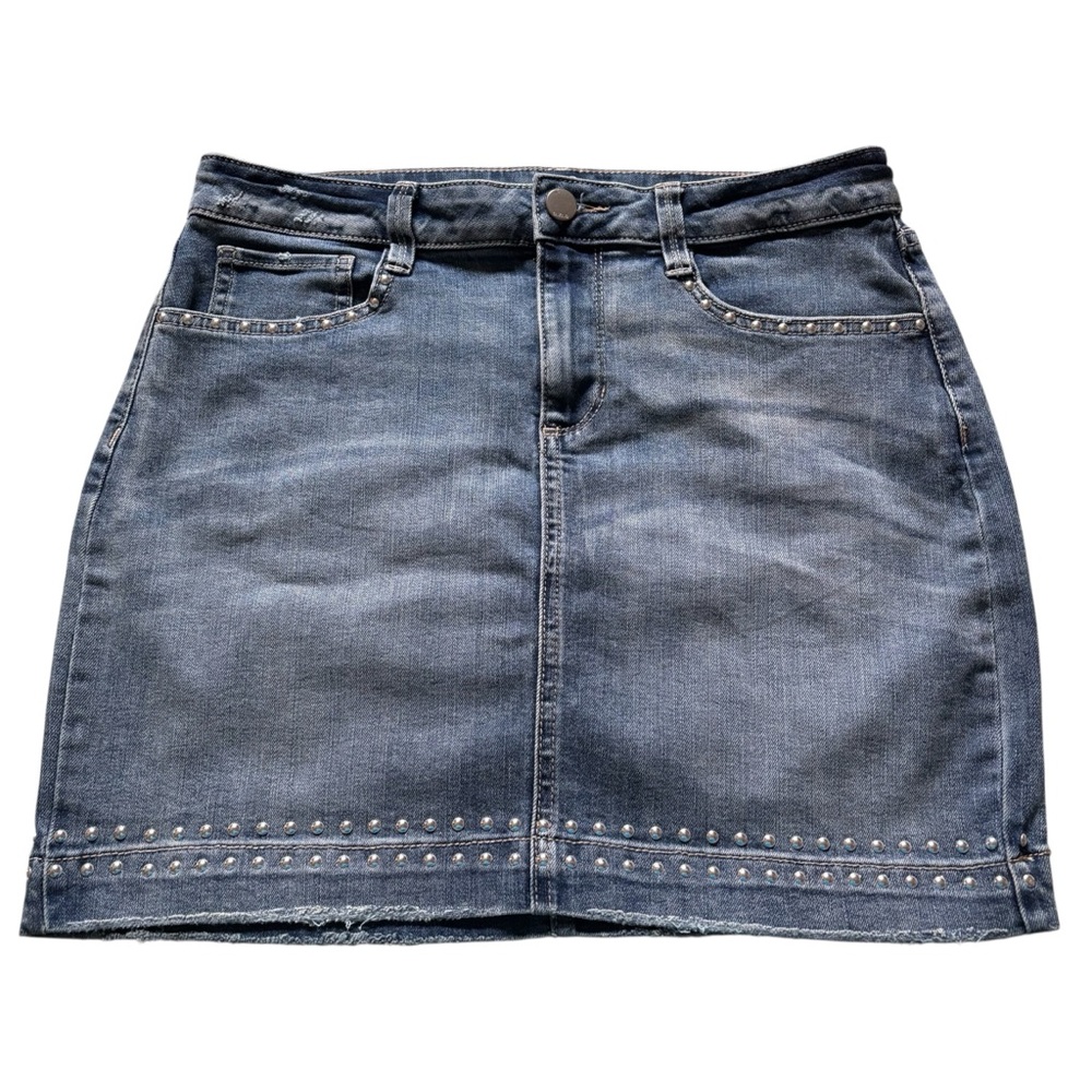 a.n.a Dark Blue Denim Mini Skirt with Stud Details